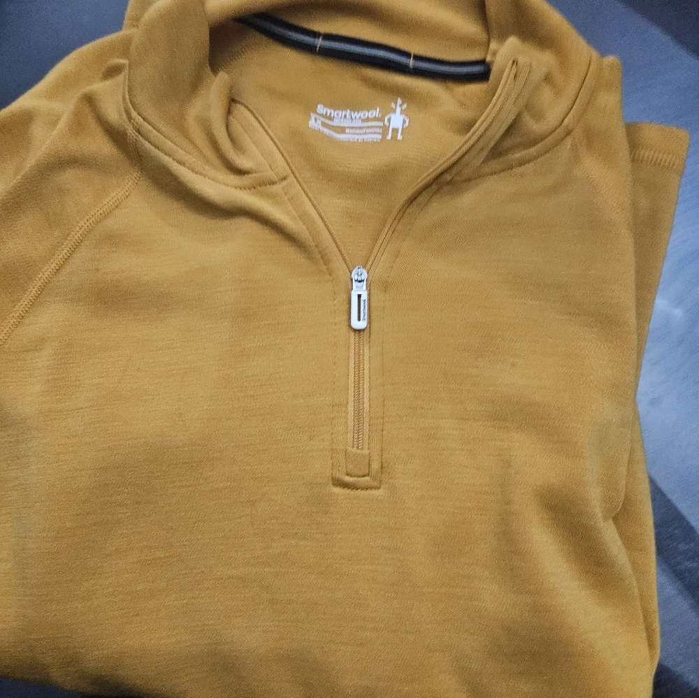Smartwool Women's  1x Mustard 3/4 Zip Long Sleeve Shirt Pullover